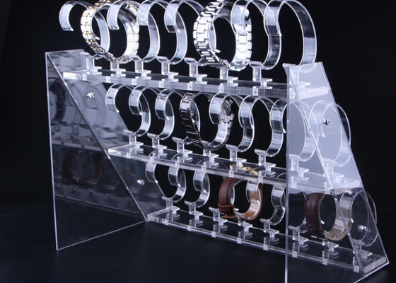 Présentoir acrylique transparent de montre de 3 rangées pour l'affichage de montre de Casio