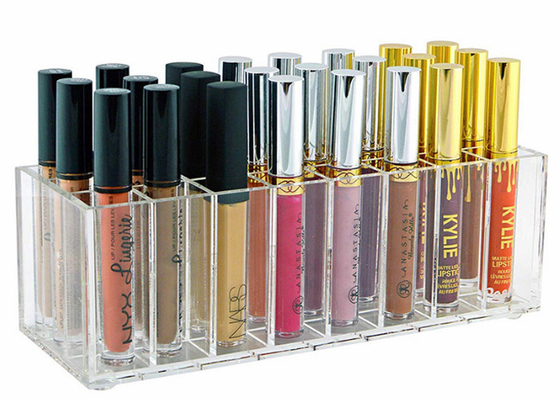 Récipients d'entreposage acryliques de maquillage d'affichage cosmétique de rouge à lèvres imperméables