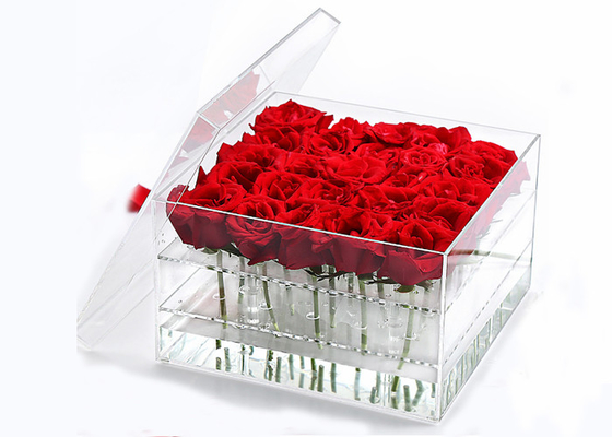 Les cubes acryliques en affichage d'espace libre de fleur de Rose brisent facile résistant à nettoyer