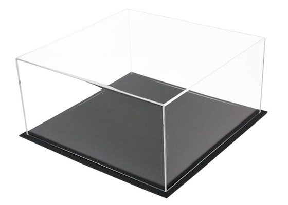 Biens écologiques acryliques clairs de boîtes de présentation de supermarché avec la base noire