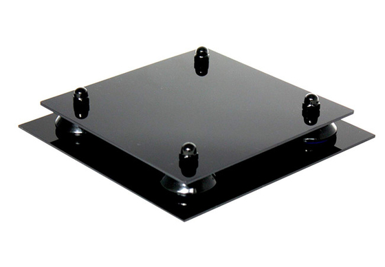 Base acrylique de double Decker de boîte de décoration de noir acrylique clair de vitrines