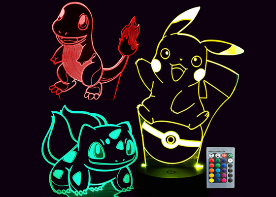 Conception moderne matérielle acrylique colorée 3D de l'illusion LED de lumière animale de nuit