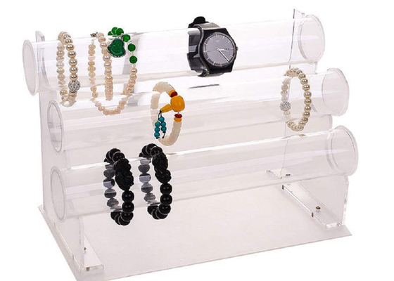 3 présentoirs acryliques de collier de rangée, support d'affichage transparent de montre