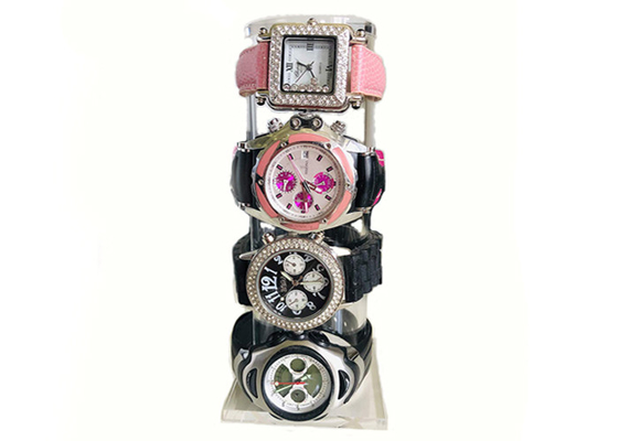 Affichage acrylique clair cylindrique de position de support de bijoux pour le bracelet de montres