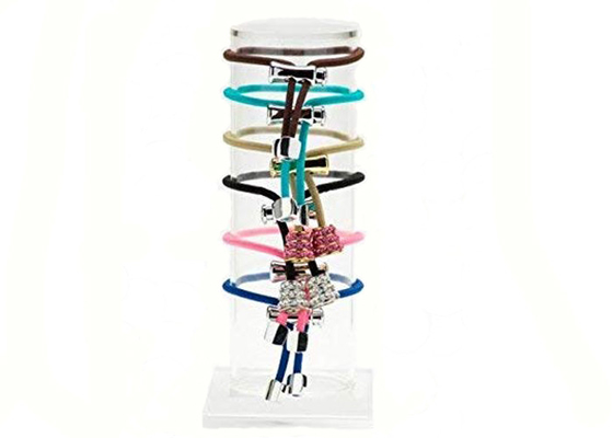 Affichage acrylique clair cylindrique de position de support de bijoux pour le bracelet de montres
