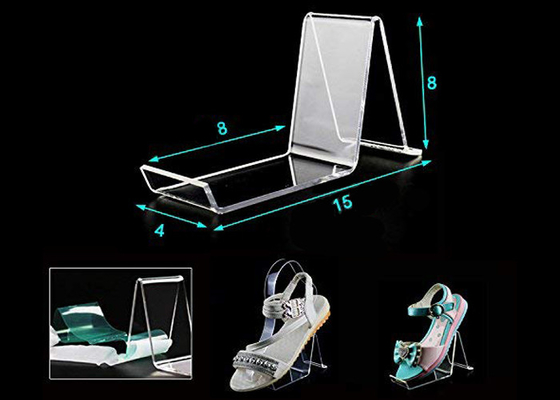 2 paires dégagent les présentoirs acryliques de sandale de support de support d'affichage d'étagère de chaussure
