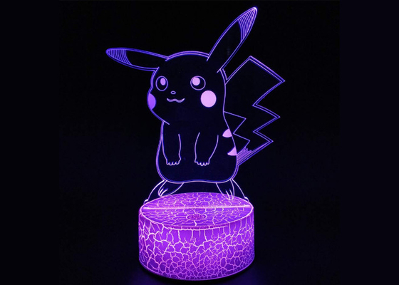 puissance blanche de base de fente de contact de changement de couleur des lampes 7 d'illusion de 3D LED par des batteries d'aa