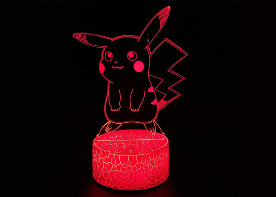 puissance blanche de base de fente de contact de changement de couleur des lampes 7 d'illusion de 3D LED par des batteries d'aa