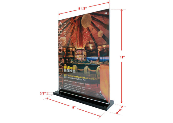 En plastique tenez le support de signe base noire de 8,5 x 11 de pouce d'aimant fermetures de bouton