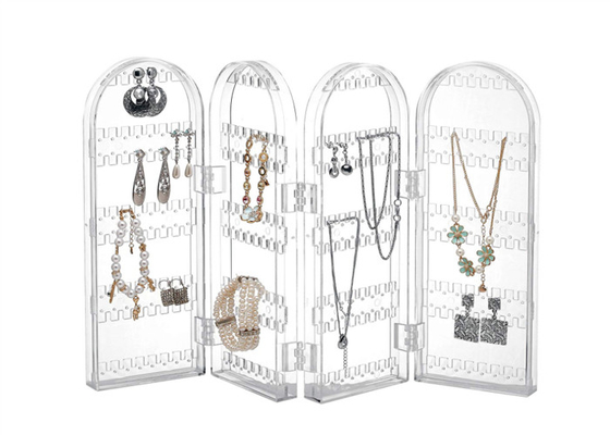 Le support acrylique portatif d'anneau de présentoirs de bijoux stocke 260 boucles d'oreille de table