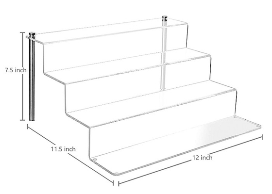 Support acrylique clair acrylique de petit gâteau en métal d'étagère de présentoir de gâteau de quatre rangées