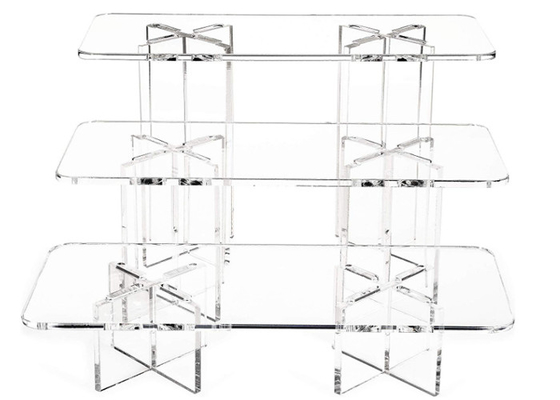 Canalisations verticales de table universelles acryliques à extrémité élevé de présentoir de gâteau pour personnel