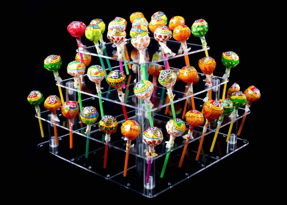 Support acrylique clair de gâteau de lucette de 4 de rangée protégée contre les agents toxiques de gâteau trous du support 56