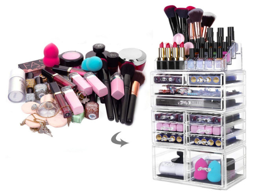 12 tiroirs fonction multi acrylique de boîtes de présentation de stockage de bijoux et de cosmétique