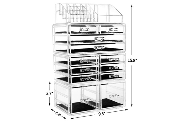 12 tiroirs fonction multi acrylique de boîtes de présentation de stockage de bijoux et de cosmétique
