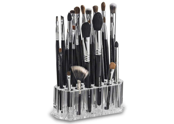 Fentes acryliques cosmétiques acryliques claires de l'organisateur 26 de brosse de maquillage de présentoir