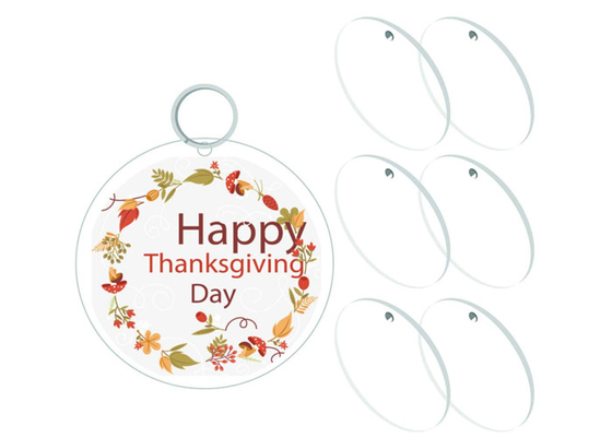 Les cercles acryliques de Keychain de souvenir avec des dossiers de coupe de matériel ont imprimé le cadre de photo