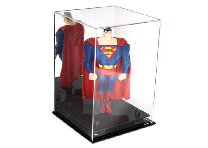 Base acrylique de double Decker de boîte de décoration de noir acrylique clair de vitrines